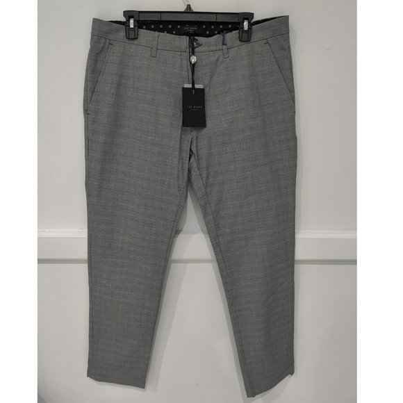 NWT Ted Baker London Men's SARI Slim Fit Checked Pants Gray Size 36 $175 II323 - Picture 1 of 3